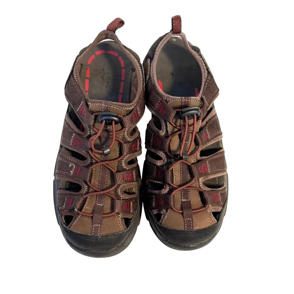 Dockers Sandals Mens 9M Brown Outdoor Hiking Fisherman Adjustable Toggle Closure